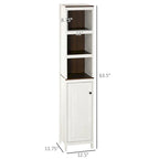 kleankin Tall Bathroom Storage Cabinet, Freestanding Tower Cabinet with 3 Open Shelves and Adjustable Shelf, Antique White