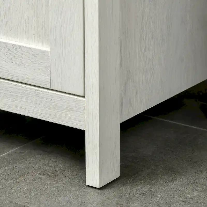 kleankin Tall Bathroom Storage Cabinet, Freestanding Tower Cabinet with 3 Open Shelves and Adjustable Shelf, Antique White