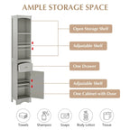 Armoire de rangement de salle de bain de 66 pouces de haut avec tiroir et étagères réglables