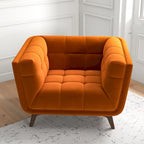 Fauteuil d'appoint capitonné de luxe Kameron, style moderne du milieu du siècle
