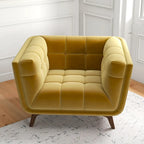 Fauteuil d'appoint capitonné de luxe Kameron, style moderne du milieu du siècle