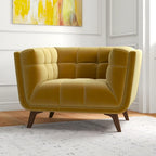 Fauteuil d'appoint capitonné de luxe Kameron, style moderne du milieu du siècle