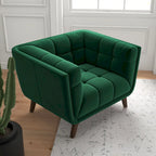Fauteuil d'appoint capitonné de luxe Kameron, style moderne du milieu du siècle