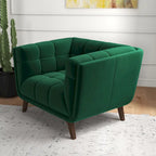 Fauteuil d'appoint capitonné de luxe Kameron, style moderne du milieu du siècle