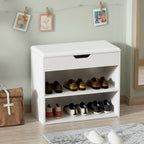 24  W Shoe Storage Bench W/Sponge Cushion Living Room Seating Shoe Cabinet