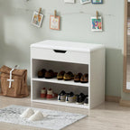 Banc de rangement à chaussures 24 po avec coussin en mousse, meuble à chaussures pour salon