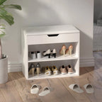 Banc de rangement à chaussures 24 po avec coussin en mousse, meuble à chaussures pour salon