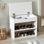 Banc de rangement à chaussures 24 po avec coussin en mousse, meuble à chaussures pour salon