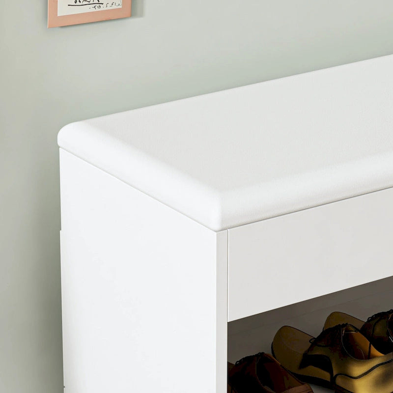 Banc de rangement à chaussures 24 po avec coussin en mousse, meuble à chaussures pour salon