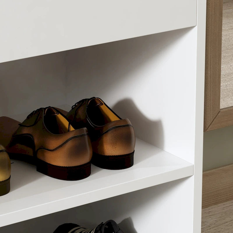 Banc de rangement à chaussures 24 po avec coussin en mousse, meuble à chaussures pour salon