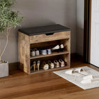 Banc de rangement à chaussures 24 po avec coussin en mousse, meuble à chaussures pour salon