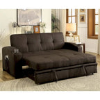 Canapé-lit futon de rangement capitonné en tissu marron transitionnel Kore de Furniture of America