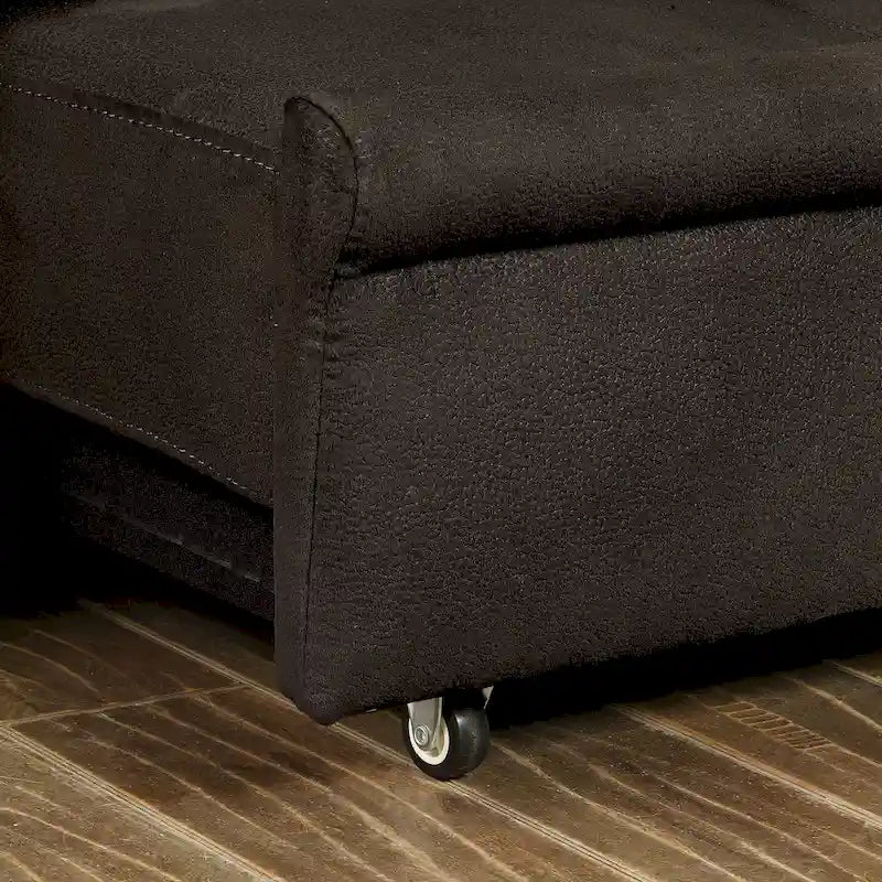 Canapé-lit futon de rangement capitonné en tissu marron transitionnel Kore de Furniture of America