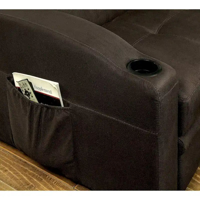 Canapé-lit futon de rangement capitonné en tissu marron transitionnel Kore de Furniture of America