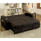 Canapé-lit futon de rangement capitonné en tissu marron transitionnel Kore de Furniture of America