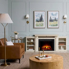 Cheminée électrique intégrée au meuble TV Tracey 84, finition blanc vieilli, par Real Flame