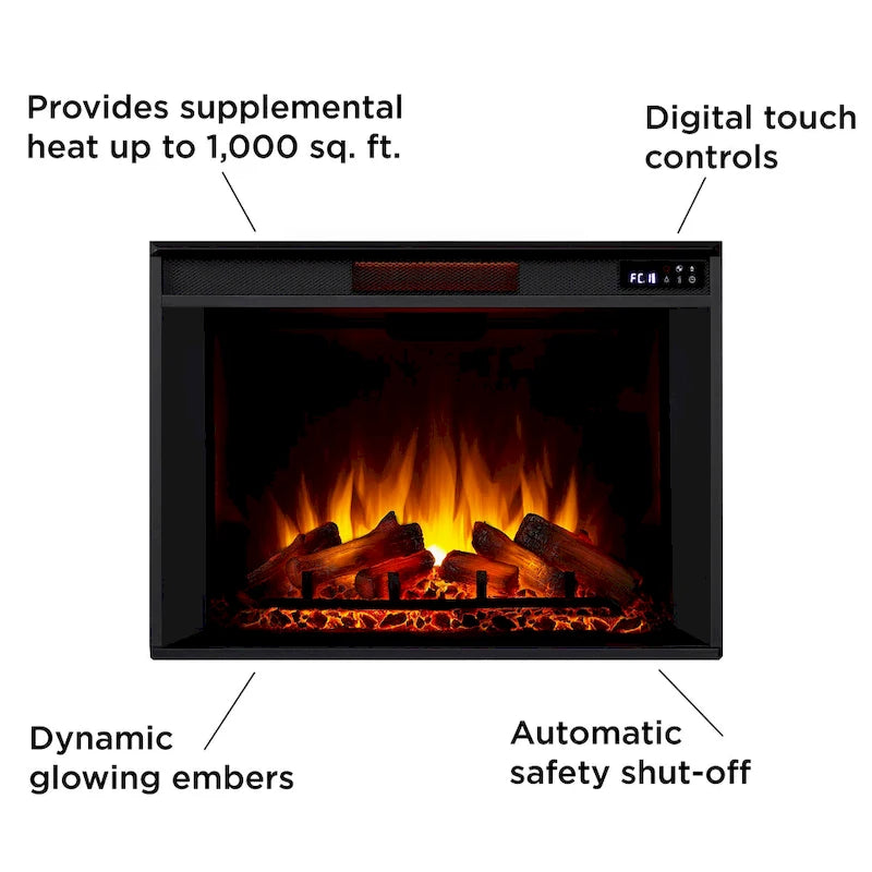 Cheminée électrique intégrée au meuble TV Tracey 84, finition blanc vieilli, par Real Flame