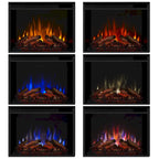 Cheminée électrique intégrée au meuble TV Tracey 84, finition blanc vieilli, par Real Flame