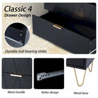 Commode haute à 4 tiroirs avec pieds en métal pour chambre ou salon