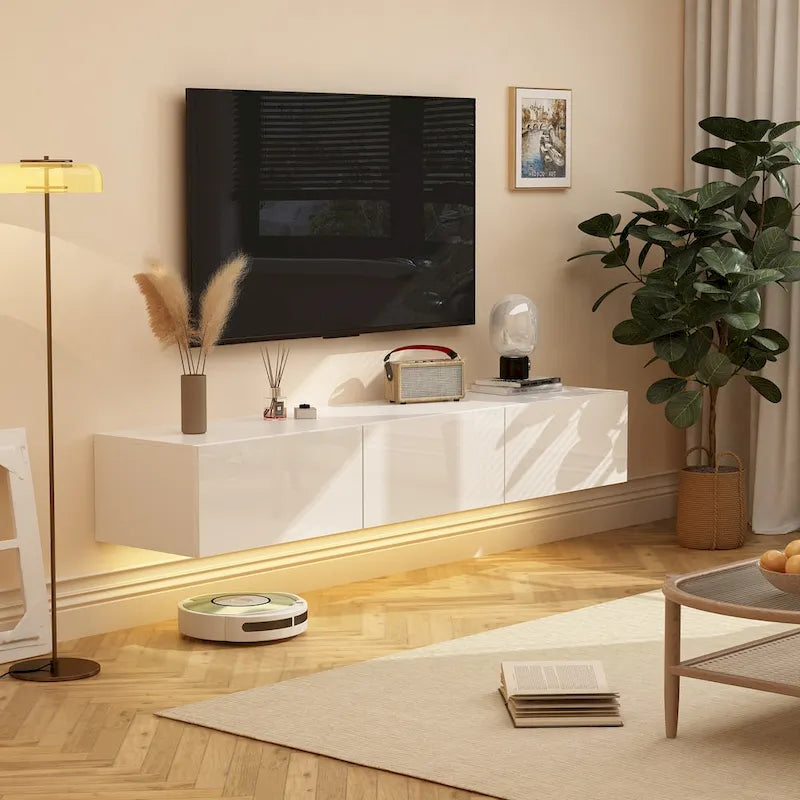 Meuble TV mural flottant avec LED