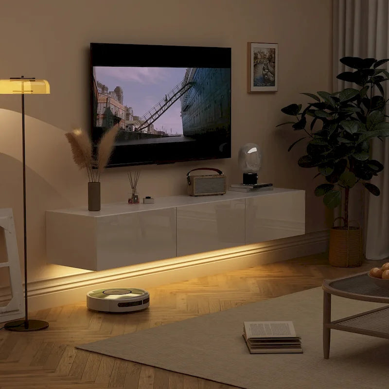 Meuble TV mural flottant avec LED