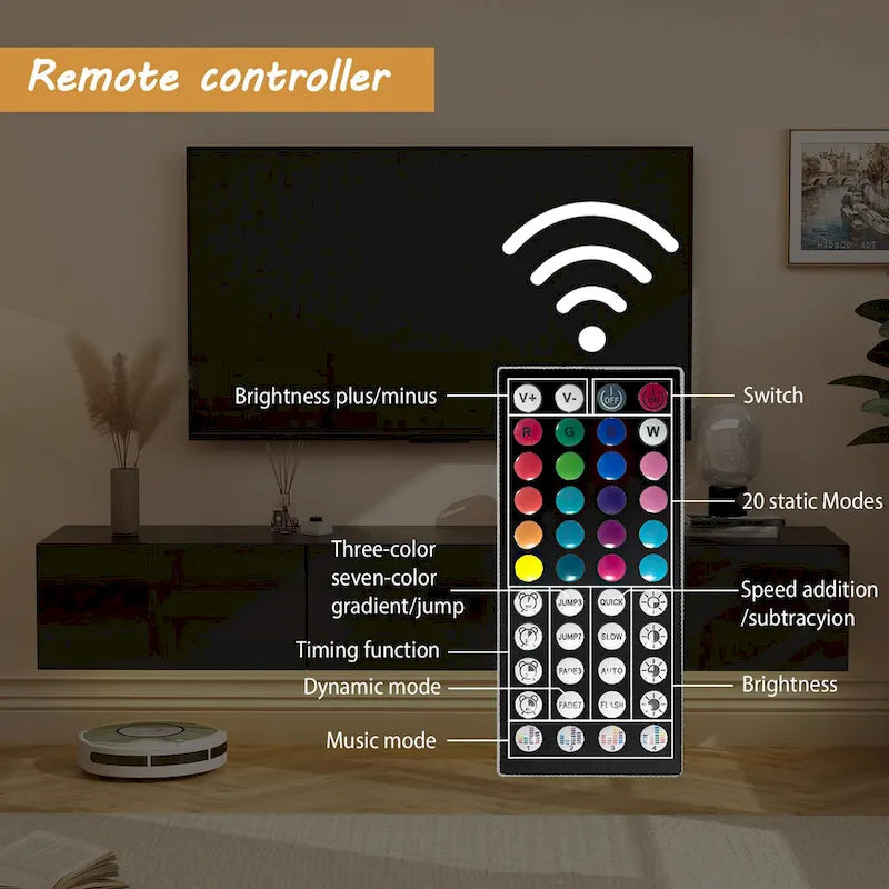 Meuble TV mural flottant avec LED