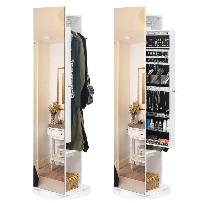 Armoire à bijoux avec miroir pleine longueur à 360° et porte-bijoux - Non disponible