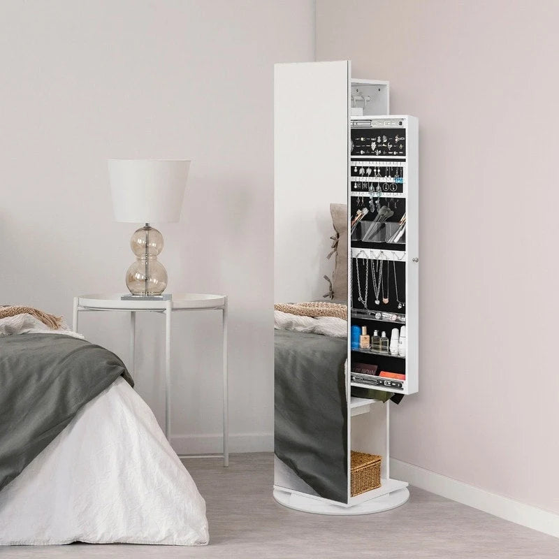 Armoire à bijoux avec miroir pleine longueur à 360° et porte-bijoux - Non disponible