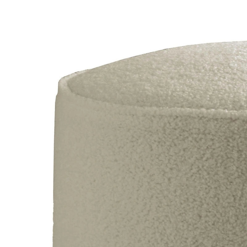 Pouf moderne en mousse de 45 cm, imitation peau de mouton beige, pieds en métal noir mat