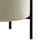 Pouf moderne en mousse de 45 cm, imitation peau de mouton beige, pieds en métal noir mat