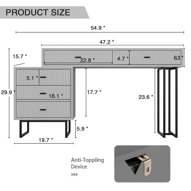 Ensemble coiffeuse Eclife avec tiroirs de rangement pour chambre à coucher