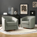 Fauteuil pivotant moderne Althea en cuir véritable avec base en bois massif, lot de 2, par HULALA HOME