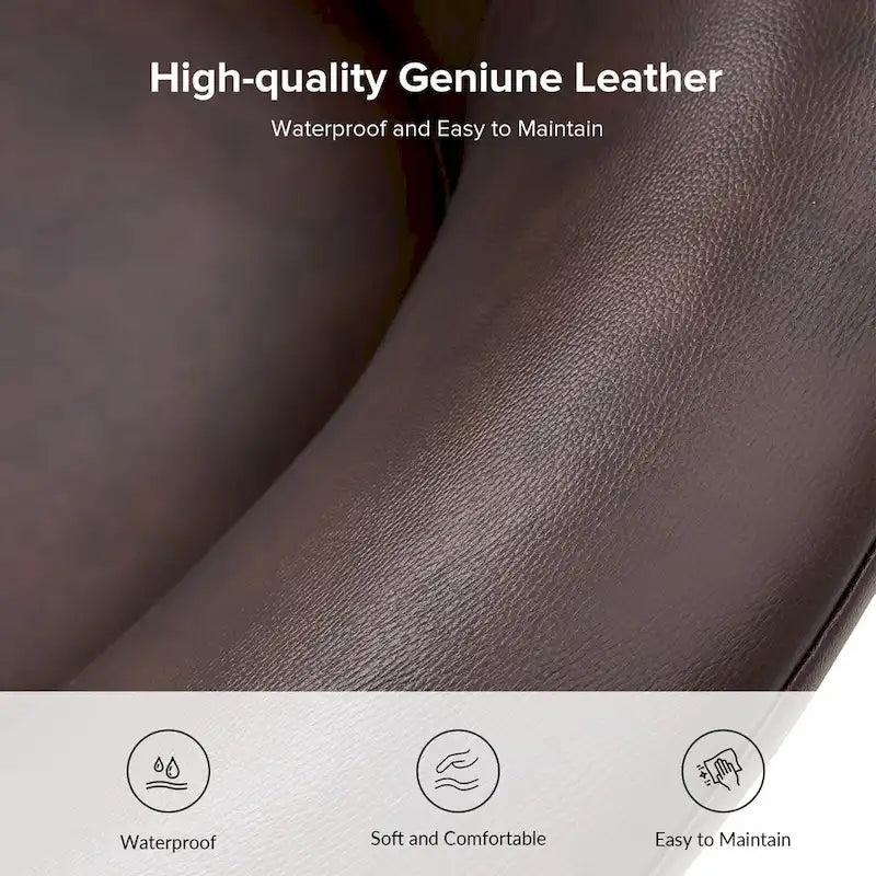 Fauteuil pivotant moderne Althea en cuir véritable avec base en bois massif, lot de 2, par HULALA HOME