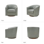 Fauteuil pivotant moderne Althea en cuir véritable avec base en bois massif, lot de 2, par HULALA HOME