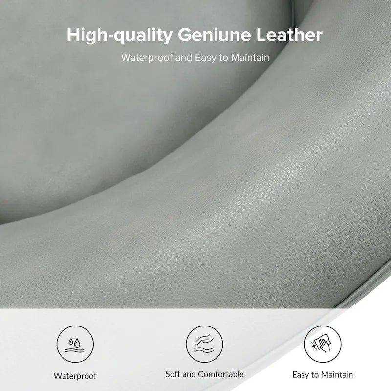 Fauteuil pivotant moderne Althea en cuir véritable avec base en bois massif, lot de 2, par HULALA HOME