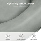 Fauteuil pivotant moderne Althea en cuir véritable avec base en bois massif, lot de 2, par HULALA HOME