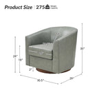 Fauteuil pivotant moderne Althea en cuir véritable avec base en bois massif, lot de 2, par HULALA HOME