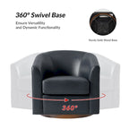 Fauteuil pivotant moderne Althea en cuir véritable avec base en bois massif, lot de 2, par HULALA HOME