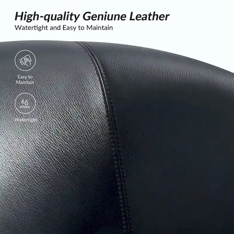 Fauteuil pivotant moderne Althea en cuir véritable avec base en bois massif, lot de 2, par HULALA HOME