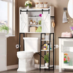 Meuble de rangement Moasis 61 cm à poser au-dessus des toilettes, avec porte coulissante style ferme et base en métal