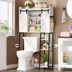 Moasis 61   Tall Over The Toilet Storage Cabinet Rack with Farmhouse Sliding Door and Metal Base