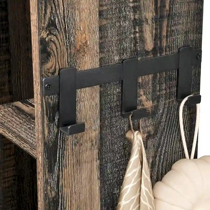 Meuble de rangement Moasis 61 cm à poser au-dessus des toilettes, avec porte coulissante style ferme et base en métal