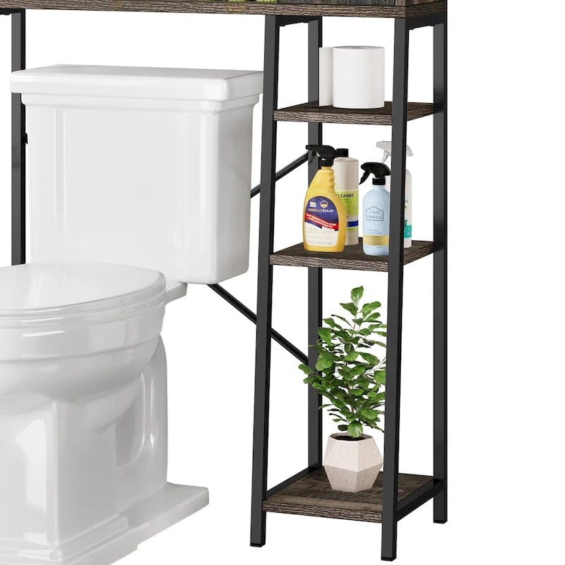 Meuble de rangement Moasis 61 cm à poser au-dessus des toilettes, avec porte coulissante style ferme et base en métal