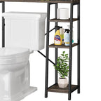 Meuble de rangement Moasis 61 cm à poser au-dessus des toilettes, avec porte coulissante style ferme et base en métal