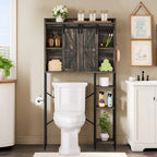 Meuble de rangement Moasis 61 cm à poser au-dessus des toilettes, avec porte coulissante style ferme et base en métal