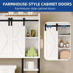 Meuble de rangement Moasis 61 cm à poser au-dessus des toilettes, avec porte coulissante style ferme et base en métal