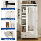 Armoire de rangement Moasis haute et large avec portes et miroir pleine longueur pour salle de bain