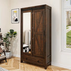 Armoire de rangement Moasis haute et large avec portes et miroir pleine longueur pour salle de bain