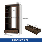 Armoire de rangement Moasis haute et large avec portes et miroir pleine longueur pour salle de bain