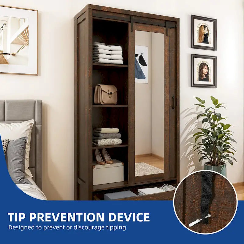 Armoire de rangement Moasis haute et large avec portes et miroir pleine longueur pour salle de bain